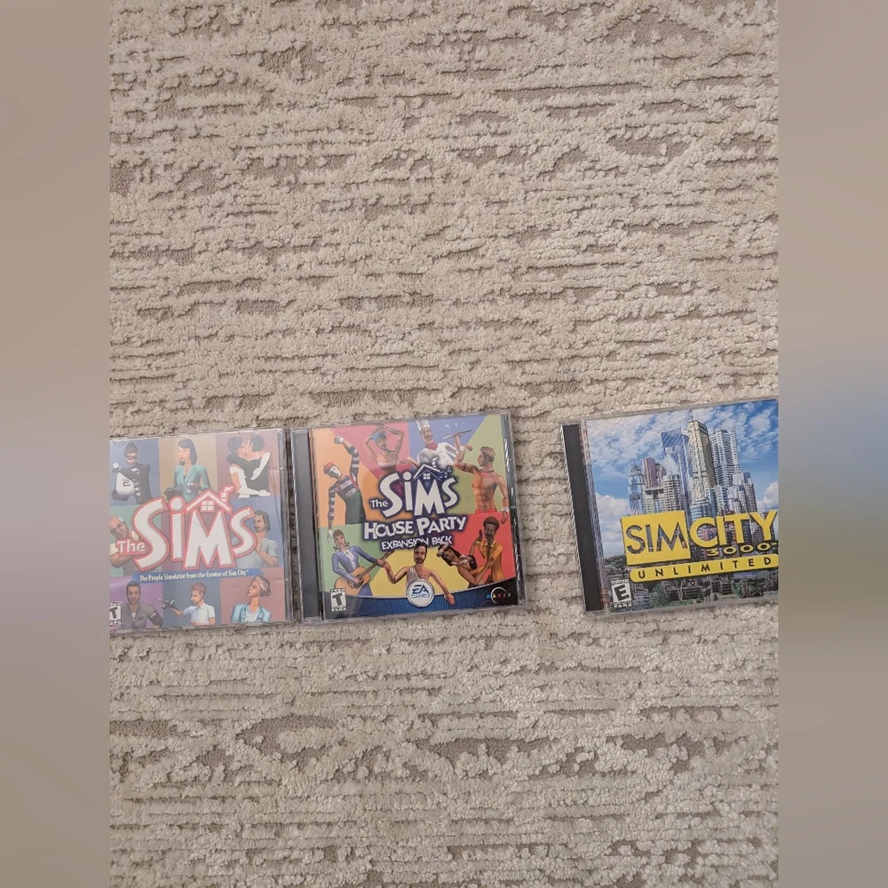 Bundle of 3 The Sims, House Party Expansion Pack,Sim City 3000 Unlimited